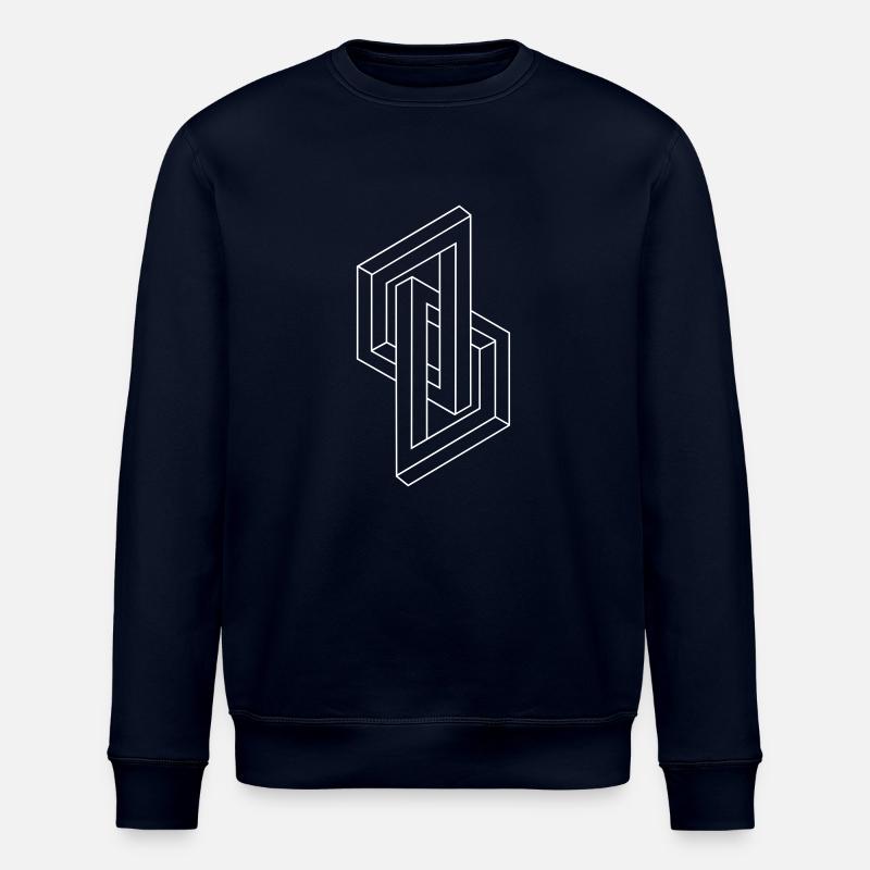 Optical Illusion - Impossible figure - Geometry - Stanley/Stella ROLLER Unisex Organic Sweatshirt - navy