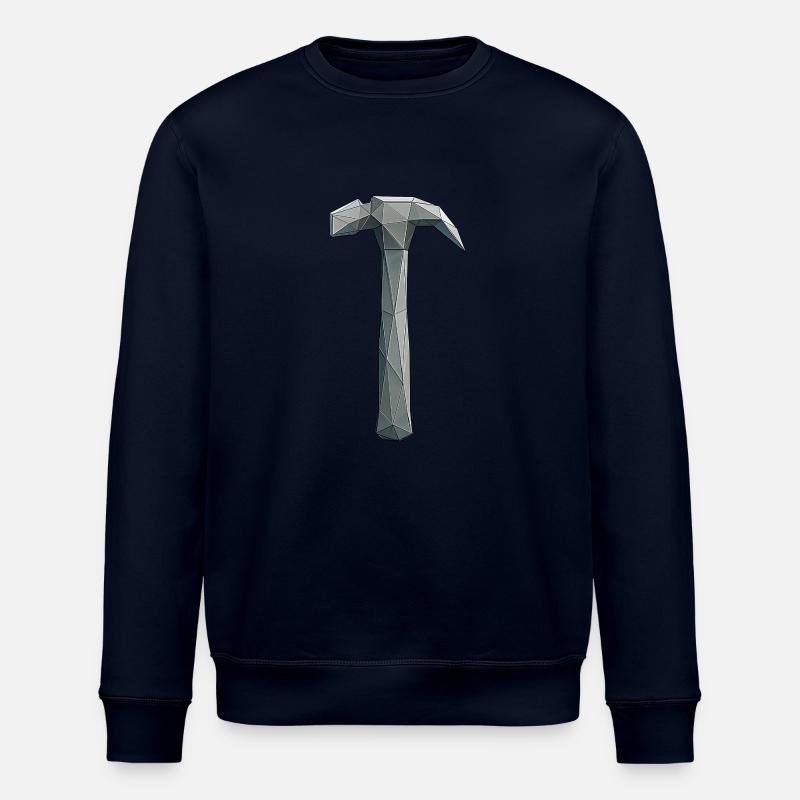Low Poly Hammer - Artisan Tool - Stanley/Stella ROLLER Unisex Organic Sweatshirt - navy