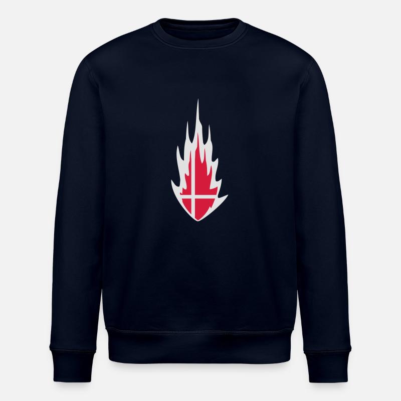 Denmark Danmark Fire Flame Design - Stanley/Stella Unisex Bio-Sweatshirt ROLLER - Navy