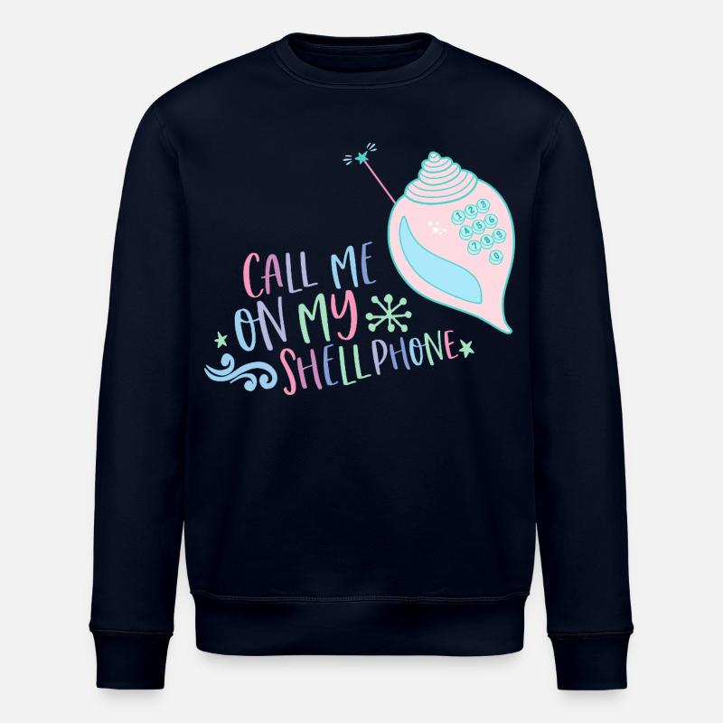 Ring til mig på min Shellphone Mermaid 80s retro - Stanley/Stella økologisk unisex-sweatshirt ROLLER - marineblå