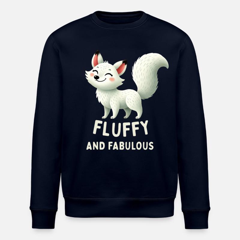 Fluffy White Fox - Stanley/Stella ROLLER Unisex Organic Sweatshirt - navy