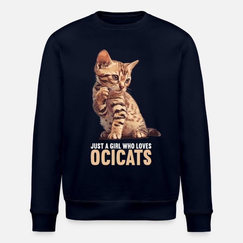 Ocicat Kitten Ocicat Cat - Stanley/Stella ROLLER Unisex Organic Sweatshirt - navy