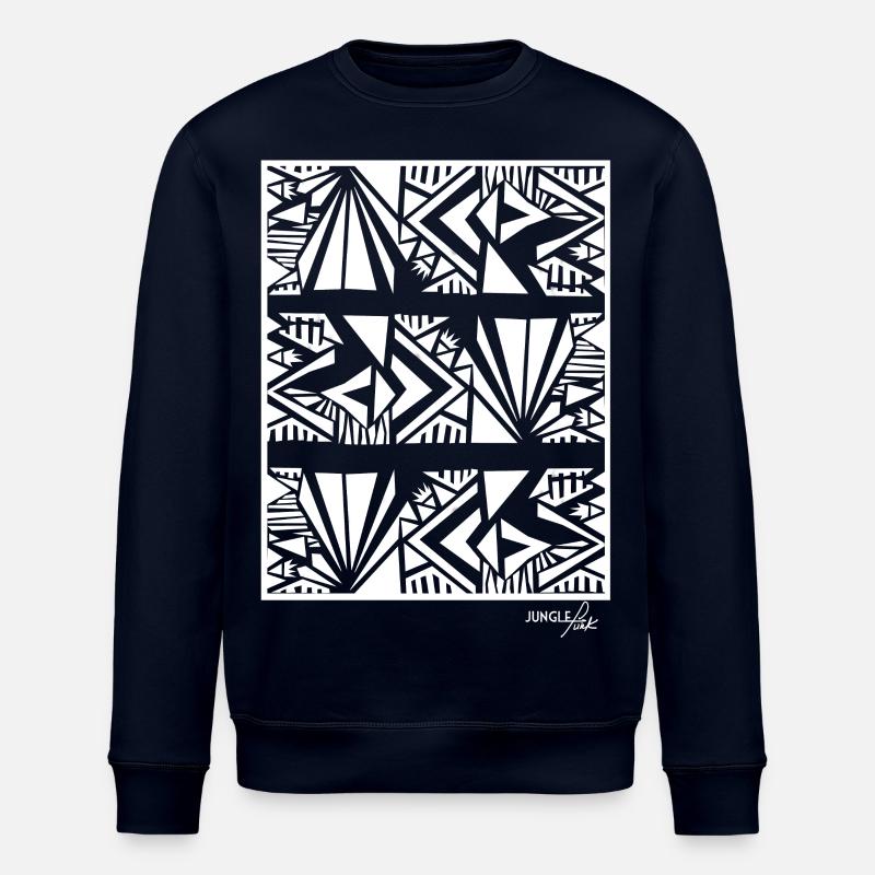 Tribal Pattern White - Stanley/Stella ROLLER Unisex Organic Sweatshirt - navy