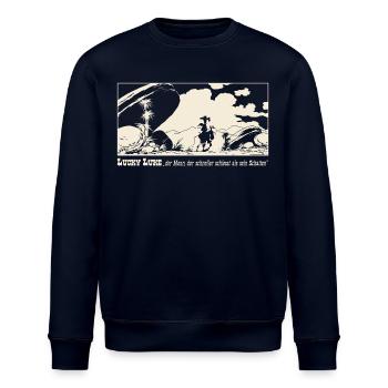 Lucky Luke Design Wilder Westen Mit Spruch - Stanley/Stella Unisex Bio-Sweatshirt ROLLER - Navy - Vorne - Nik (191cm)