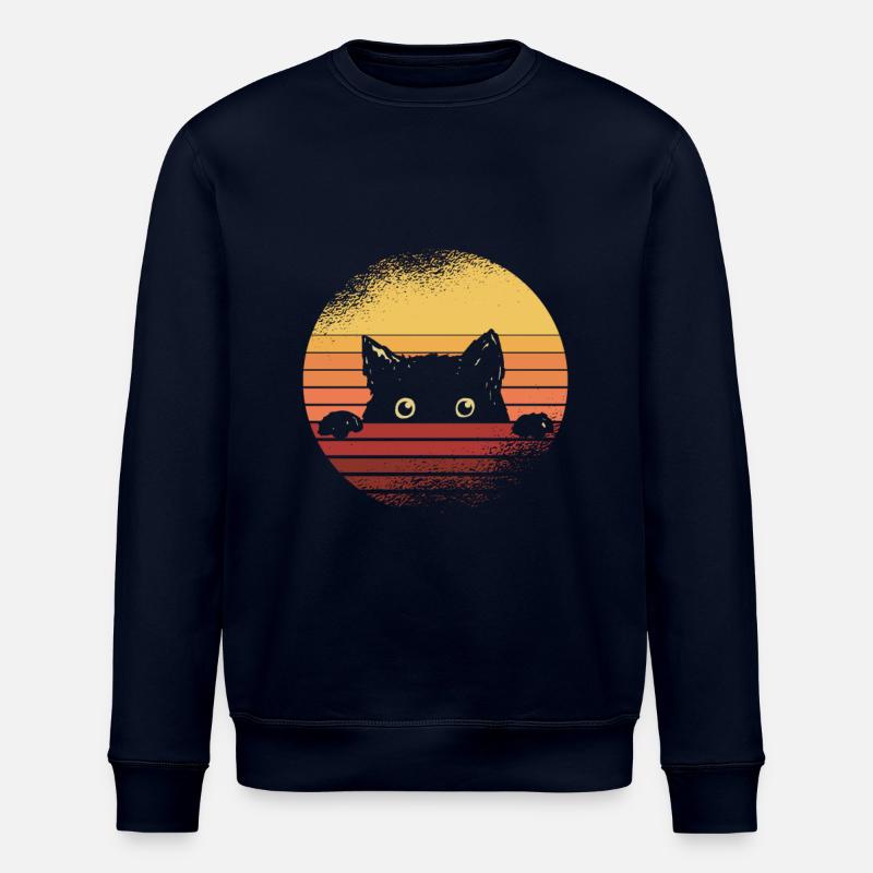 Schwarze Katze - Stanley/Stella Unisex Bio-Sweatshirt ROLLER - Navy