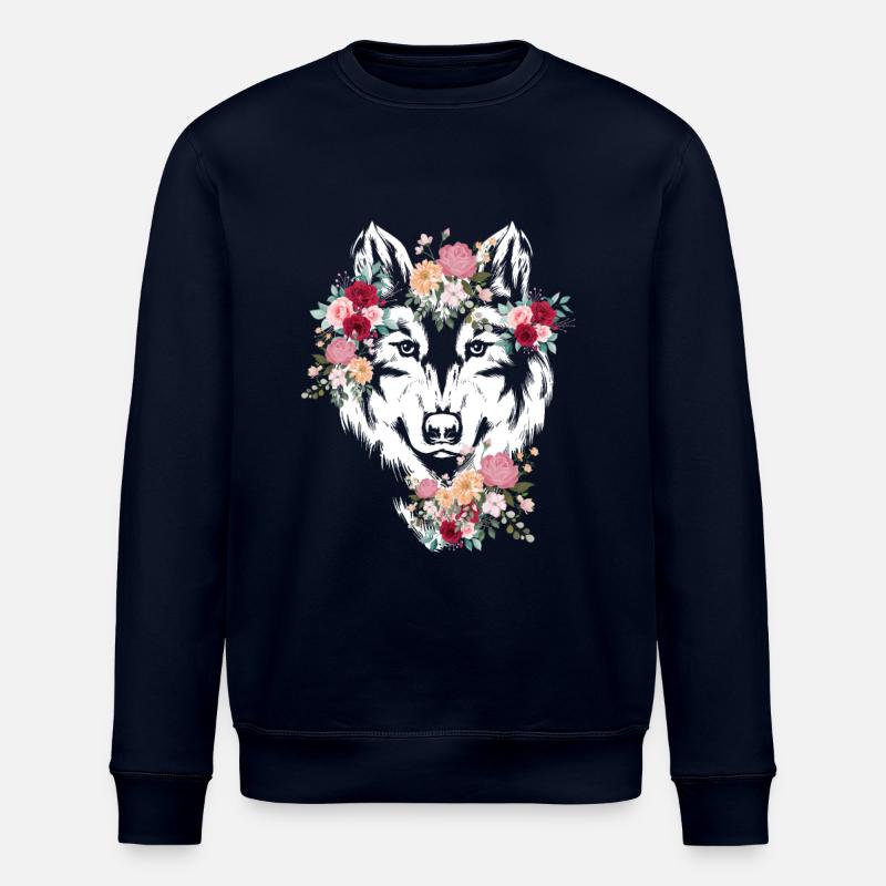 Wolf Wolfskopf Fleurs Déco - Sweat bio ROLLER Stanley/Stella Unisexe - marine