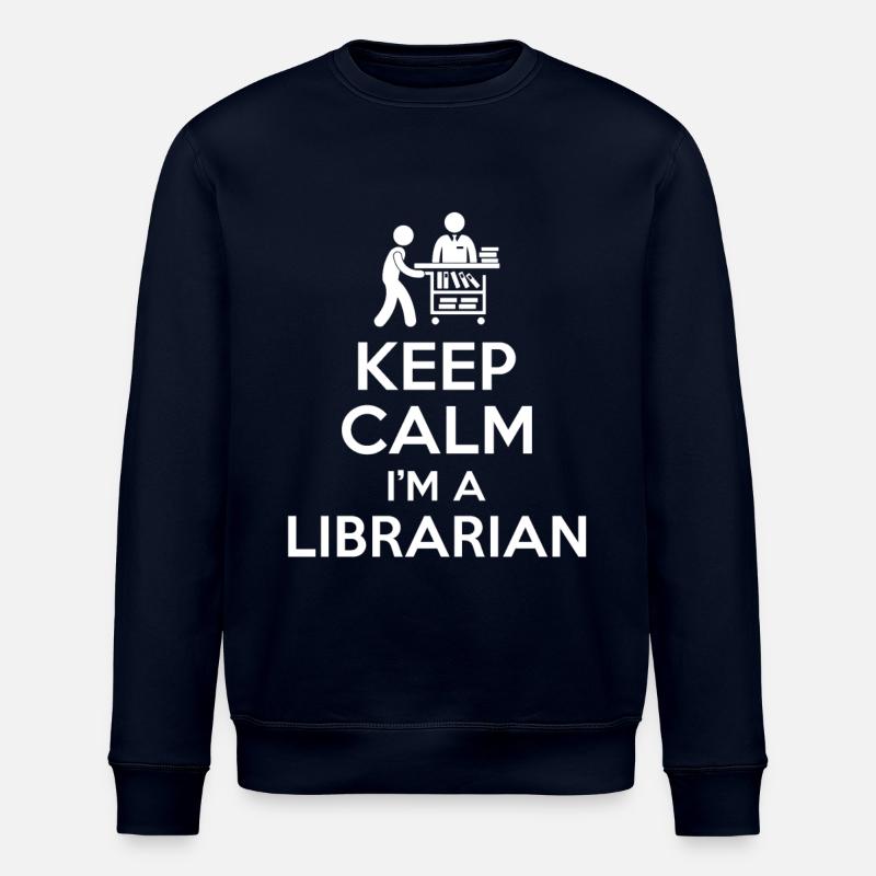 Librarian quote - Stanley/Stella ROLLER Unisex Organic Sweatshirt - navy
