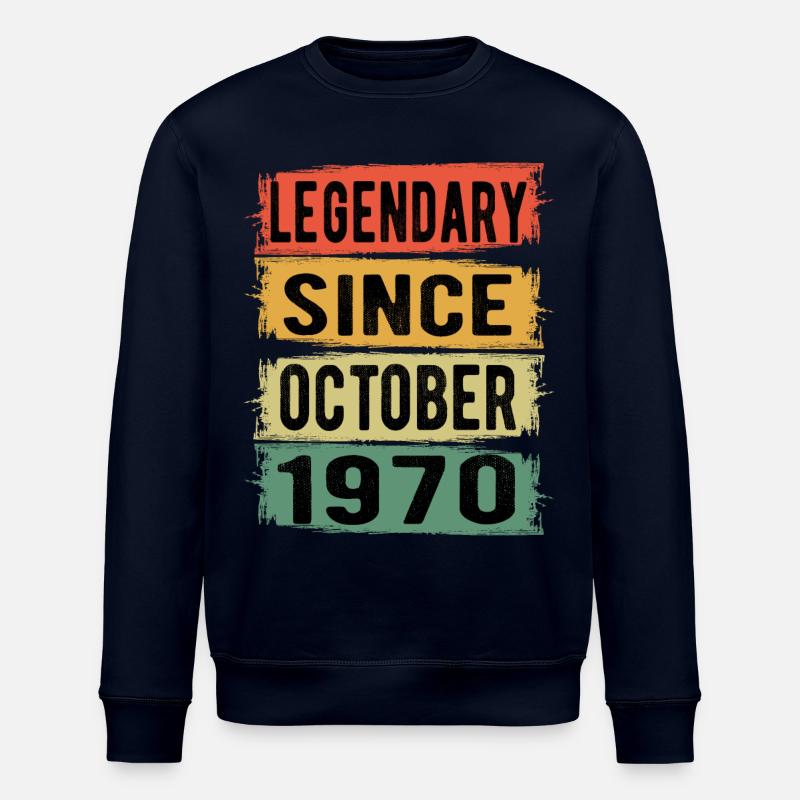 Birthday Retro October 1970 - Stanley/Stella ROLLER Unisex Organic Sweatshirt - navy