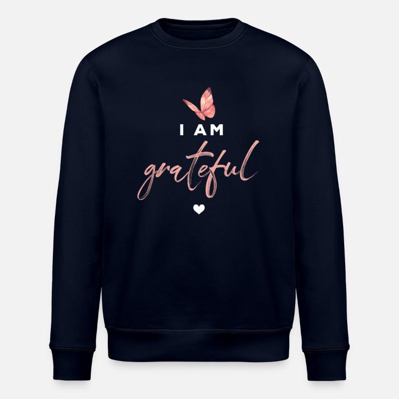 Grateful Schmetterling Inspiration Spruch - Stanley/Stella Unisex Bio-Sweatshirt ROLLER - Navy