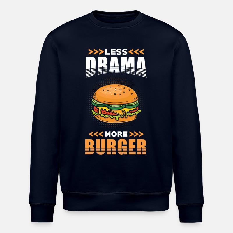 Burger Moins Drame plus Burger - Sweat bio ROLLER Stanley/Stella Unisexe - marine