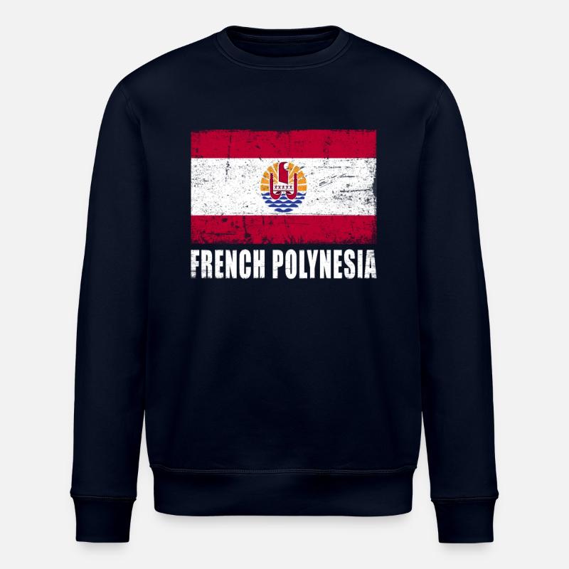 French Polynesia Flag - Stanley/Stella ROLLER Unisex Organic Sweatshirt - navy