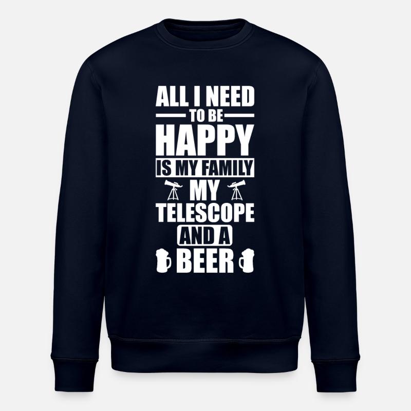 Astronomy Telescope Astronomer Gift - Stanley/Stella ROLLER Unisex Organic Sweatshirt - navy