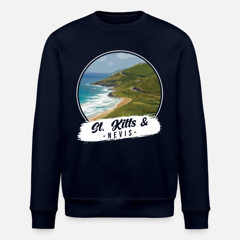 St. Kitts & Nevis Souvenir - Stanley/Stella ROLLER Unisex Organic Sweatshirt - navy