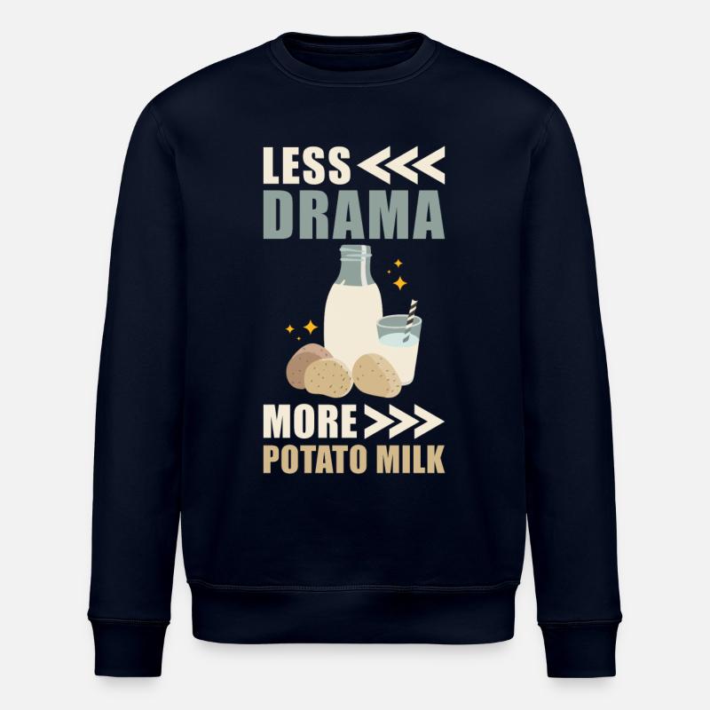 Potato milk saying - Stanley/Stella ROLLER Unisex Organic Sweatshirt - navy
