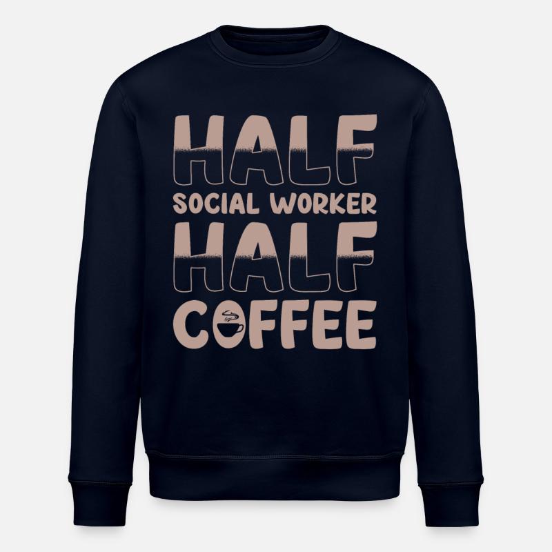 Halb Sozialarbeiter Halb Kaffee - Stanley/Stella Unisex Bio-Sweatshirt ROLLER - Navy