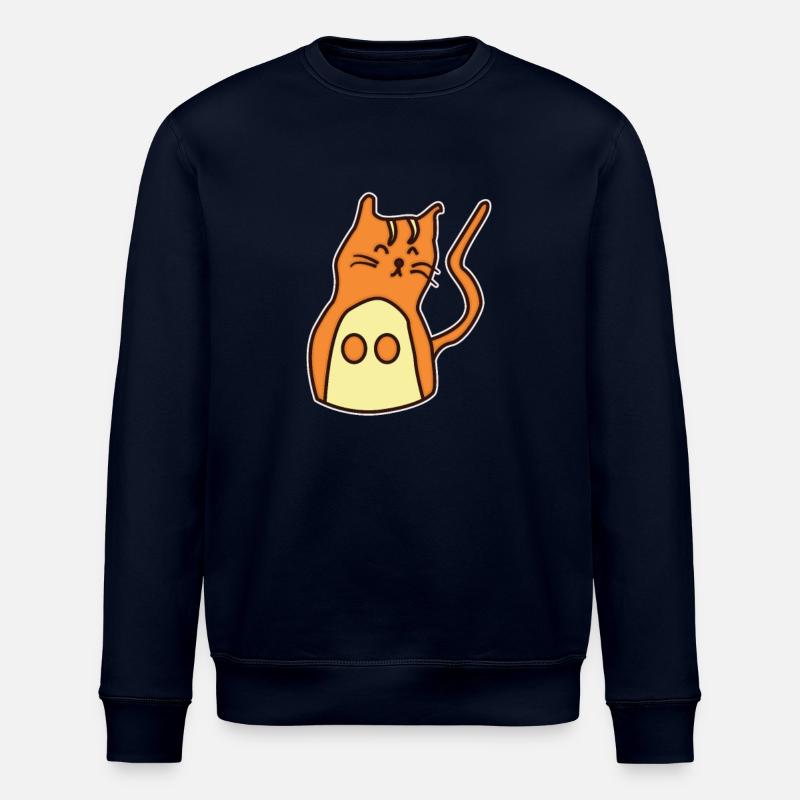 Cat hand-drawn - Stanley/Stella ROLLER Unisex Organic Sweatshirt - navy
