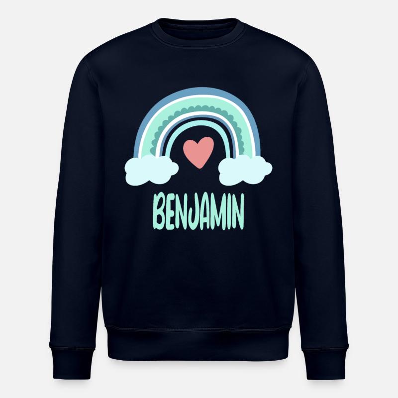 Benjamin Name Regenbogen Baby - Stanley/Stella Unisex Bio-Sweatshirt ROLLER - Navy