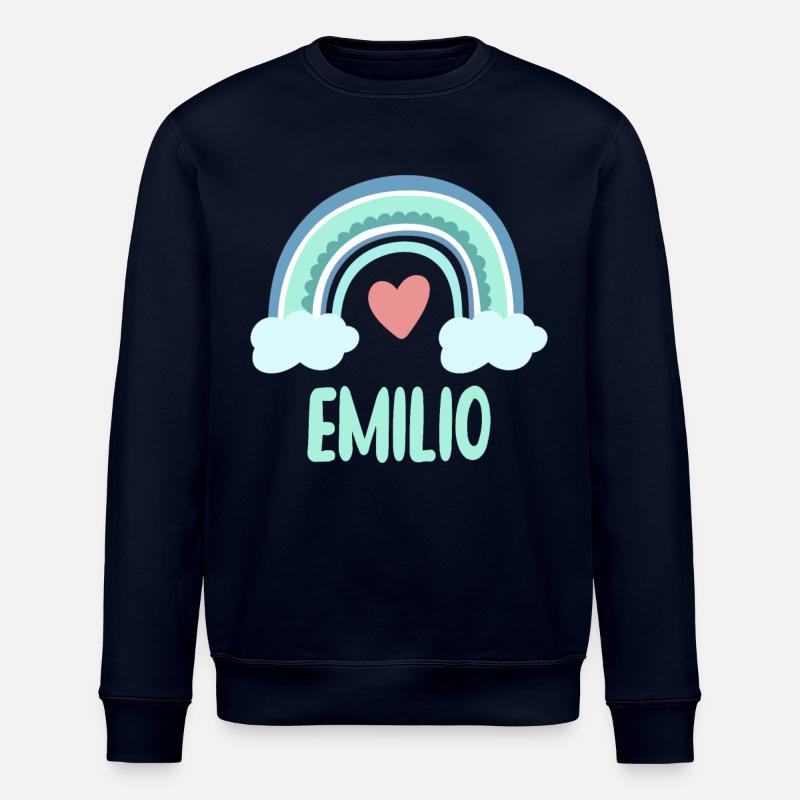 Emilio Name Rainbow Baby - Stanley/Stella ROLLER Unisex Organic Sweatshirt - navy