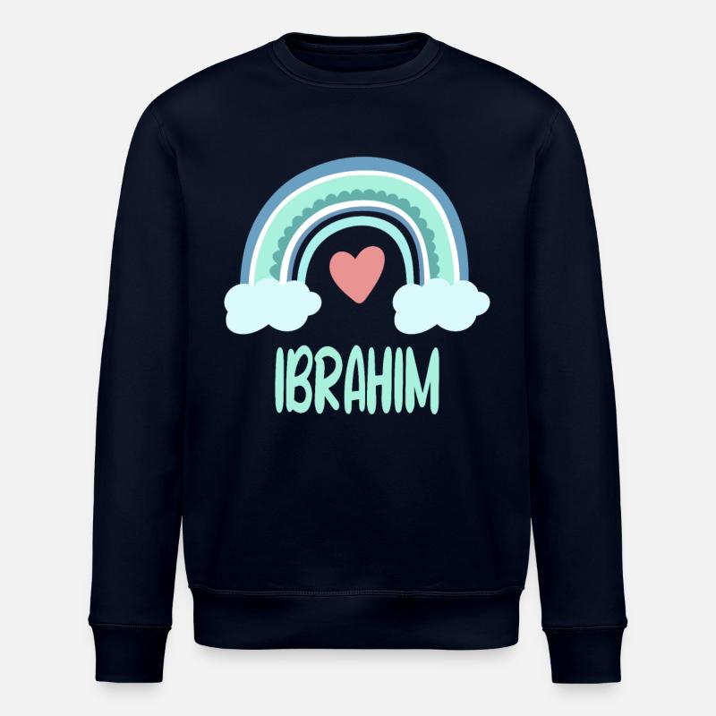 Ibrahim Name Rainbow Baby - Stanley/Stella ROLLER Unisex Organic Sweatshirt - navy