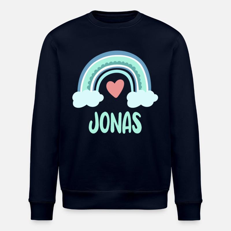 Jonas Name Rainbow Baby - Stanley/Stella ROLLER Unisex Organic Sweatshirt - navy