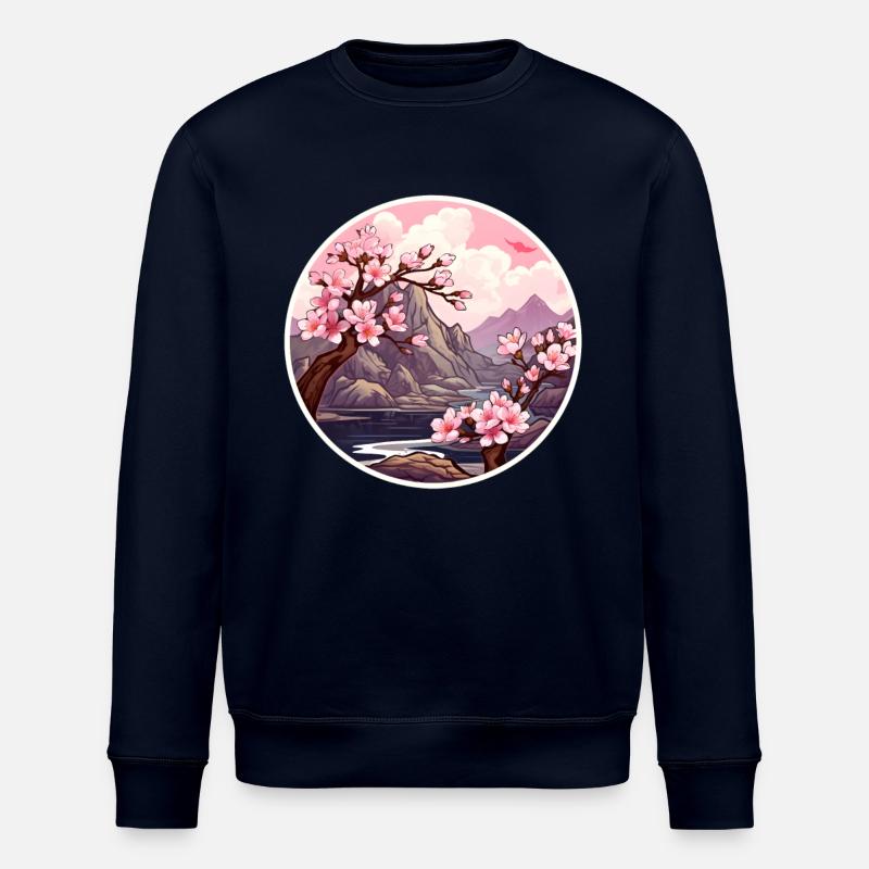 Cerisier en fleurs - Sweat bio ROLLER Stanley/Stella Unisexe - marine