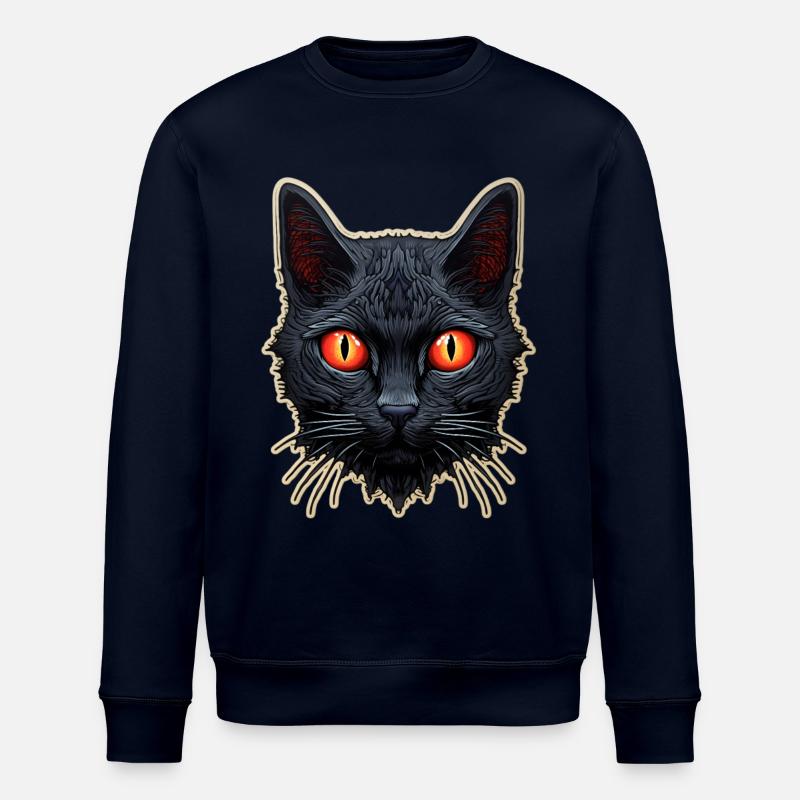 Schwarze Katze Halloween - Stanley/Stella Unisex Bio-Sweatshirt ROLLER - Navy