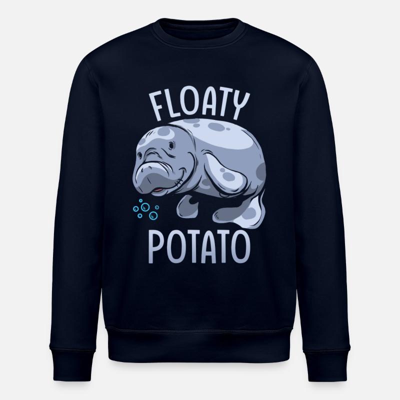 Manatee Floaty Potato Gift - Stanley/Stella ROLLER Unisex Organic Sweatshirt - navy
