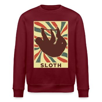 Sloth Retro Vintage - Stanley/Stella ROLLER Unisex Organic Sweatshirt - burgundy - Front - Nik (191cm)
