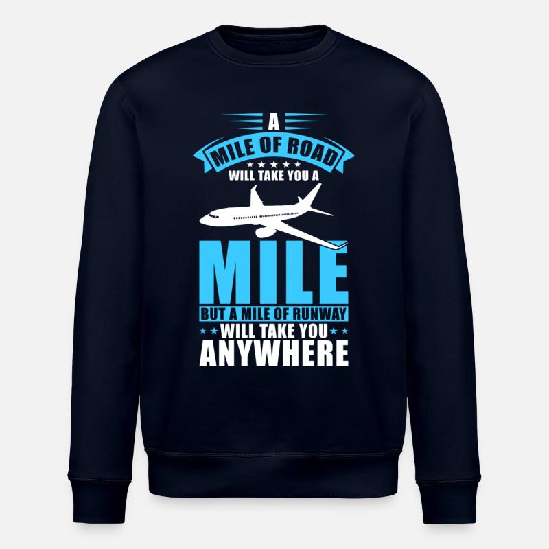 Pilot Airplane Gift - Stanley/Stella ROLLER Unisex Organic Sweatshirt - navy