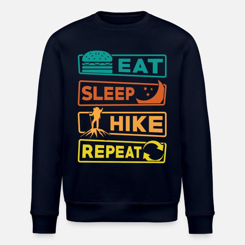 Eating, sleeping, hiking, repeating - Stanley/Stella ROLLER Unisex Organic Sweatshirt - navy