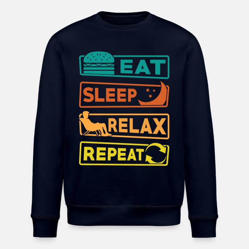 Eating, sleeping, relaxing, - Stanley/Stella ROLLER Unisex Organic Sweatshirt - navy