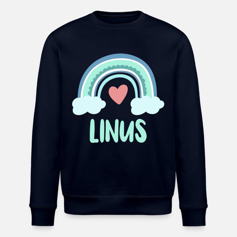Linus Name Regenbogen Baby - Stanley/Stella Unisex Bio-Sweatshirt ROLLER - Navy