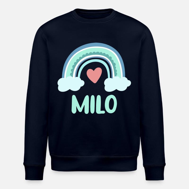 Milo Name Regenbogen Baby - Stanley/Stella Unisex Bio-Sweatshirt ROLLER - Navy