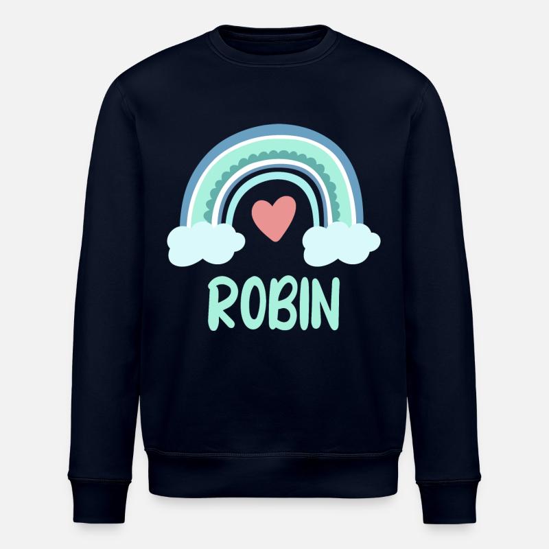 Robin Name Regenbogen Baby - Stanley/Stella Unisex Bio-Sweatshirt ROLLER - Navy