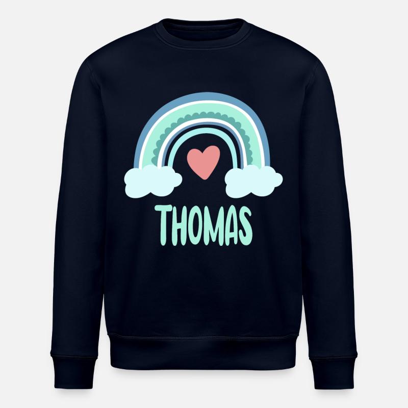 Thomas Name Regenbogen Baby - Stanley/Stella Unisex Bio-Sweatshirt ROLLER - Navy