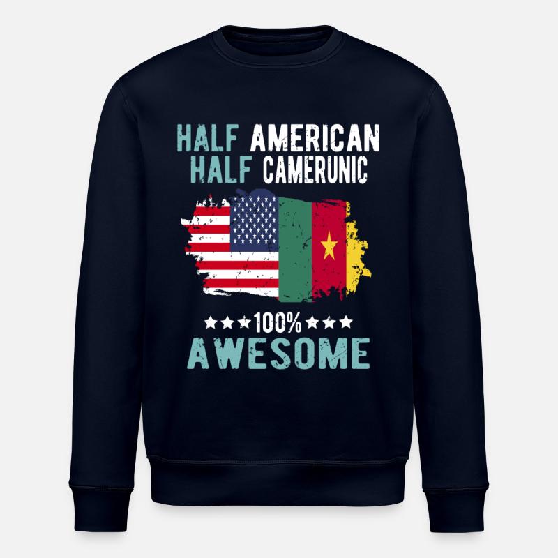 Half American Half Cameroonian - Stanley/Stella ROLLER Unisex Organic Sweatshirt - navy