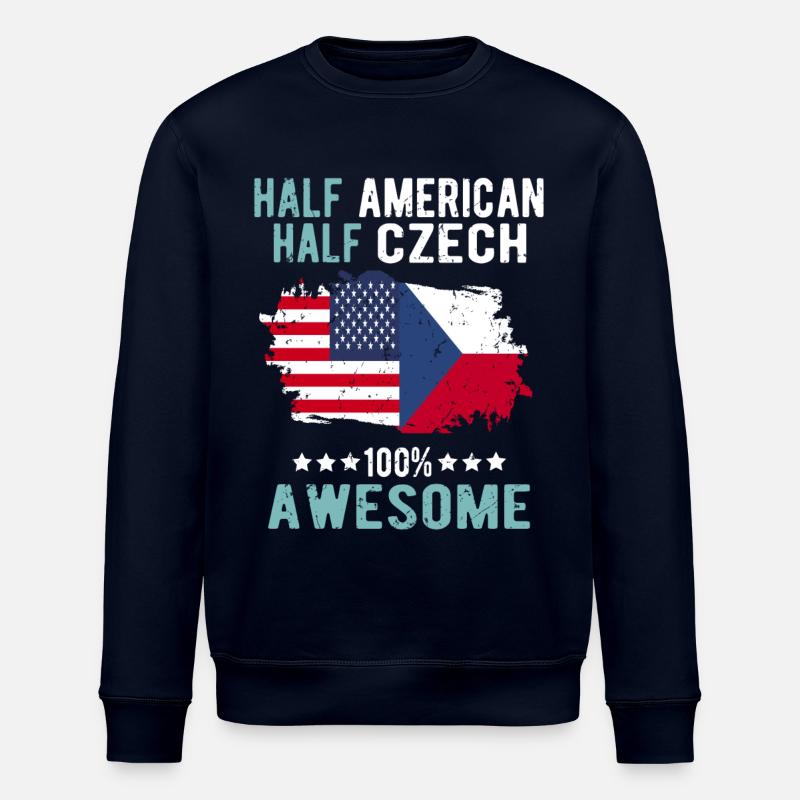 Half American Half Czech - Stanley/Stella ROLLER Unisex Organic Sweatshirt - navy