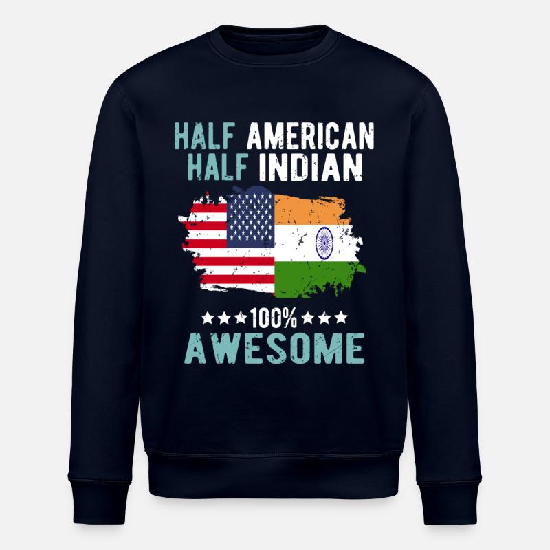 Half American, half Indian - Stanley/Stella ROLLER Unisex Organic Sweatshirt - navy