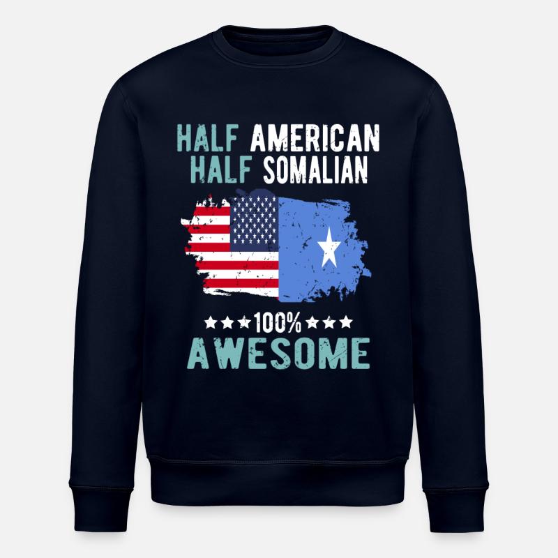 Half American Half Somali - Stanley/Stella ROLLER Unisex Organic Sweatshirt - navy