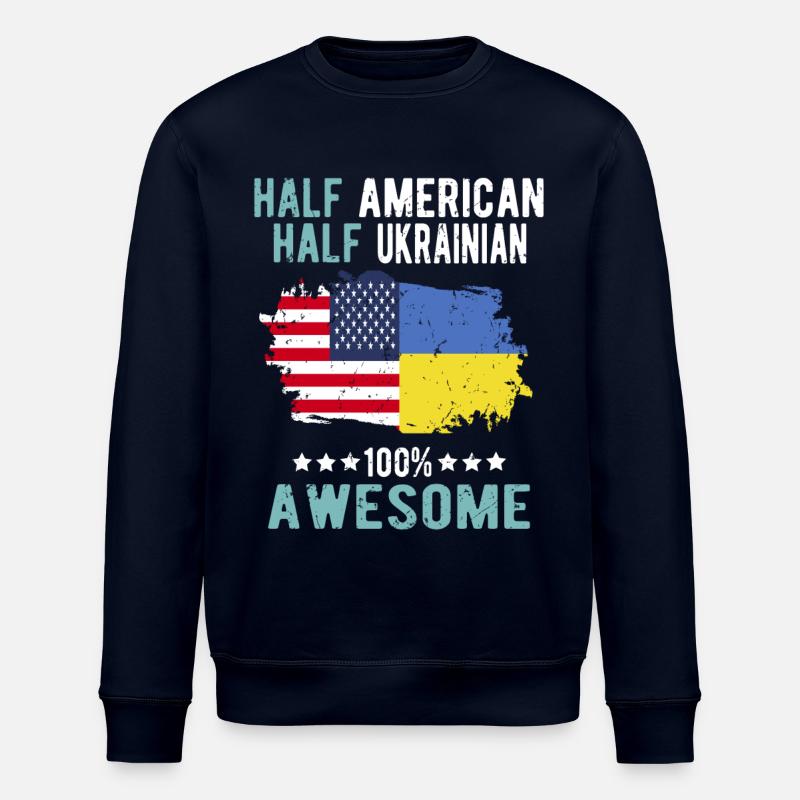 Half American Half Ukrainian - Stanley/Stella ROLLER Unisex Organic Sweatshirt - navy