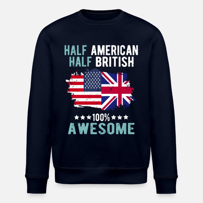 Half American Half British - Stanley/Stella ROLLER Unisex Organic Sweatshirt - navy