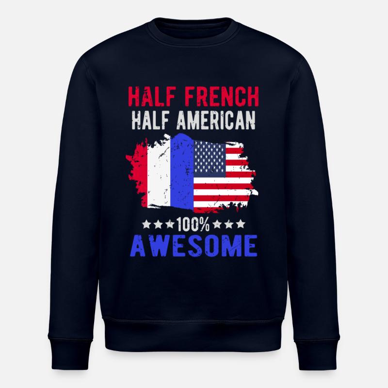 Moitié Français moitié américain - Sweat bio ROLLER Stanley/Stella Unisexe - marine