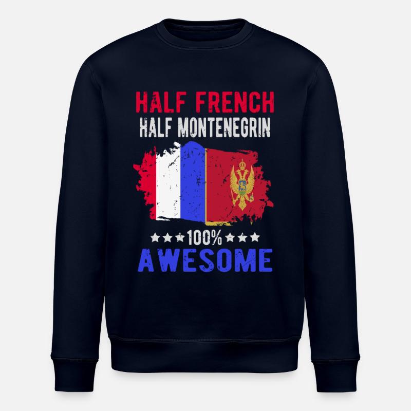 Half French Half Montenegrin - Stanley/Stella ROLLER Unisex Organic Sweatshirt - navy