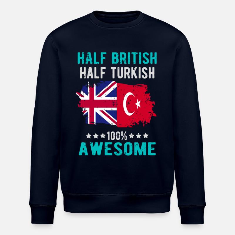 Half British Half Turk - Stanley/Stella ROLLER Unisex Organic Sweatshirt - navy