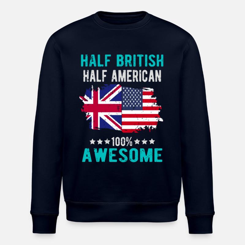 Half British Half American - Stanley/Stella ROLLER Unisex Organic Sweatshirt - navy