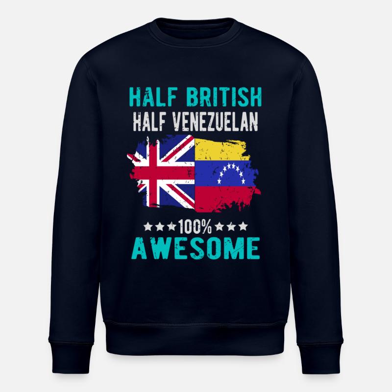 Half British Half Venezuelan - Stanley/Stella ROLLER Unisex Organic Sweatshirt - navy