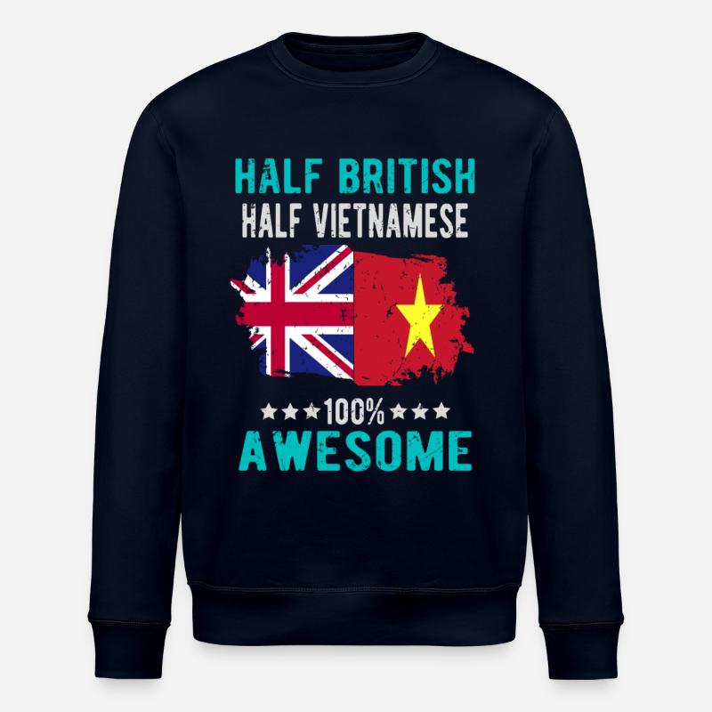 Half British Half Vietnamese - Stanley/Stella ROLLER Unisex Organic Sweatshirt - navy