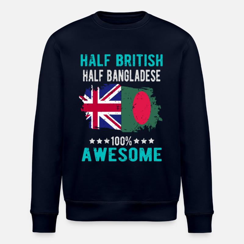 Half British Half Bangladeshi - Stanley/Stella ROLLER Unisex Organic Sweatshirt - navy