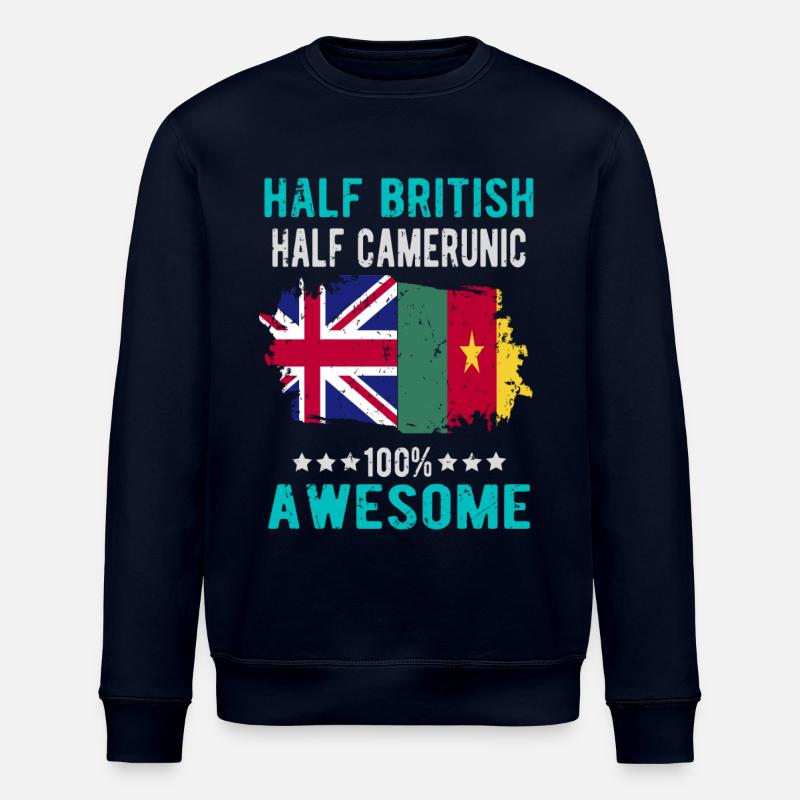 Half British Half Cameroonian - Stanley/Stella ROLLER Unisex Organic Sweatshirt - navy