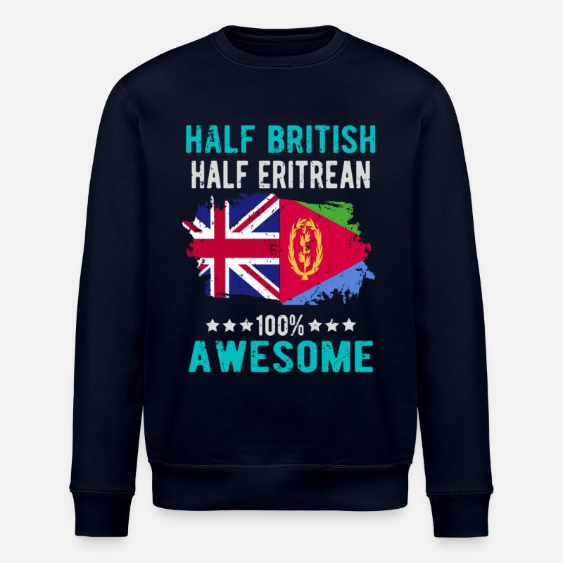 Half British Half Eritrean - Stanley/Stella ROLLER Unisex Organic Sweatshirt - navy